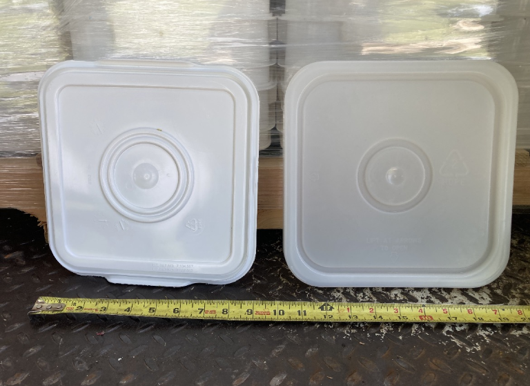 Used 4.25 Square buckets with lids in New York for ice removals stack